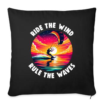 Kitesurfing Ride with the wind Kitesurfer - Sofa pillowcase 17,3'' x 17,3'' (45 x 45 cm) - black - Front