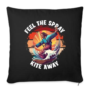 Kitesurf Jésus Sentez le spray cerf-volant s’éloigner - Housse de coussin décorative 45 x 45 cm - noir - Devant