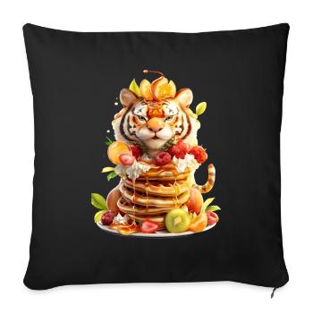 Tiger Pancakes - Sofa pillowcase 17,3'' x 17,3'' (45 x 45 cm) - black - Front