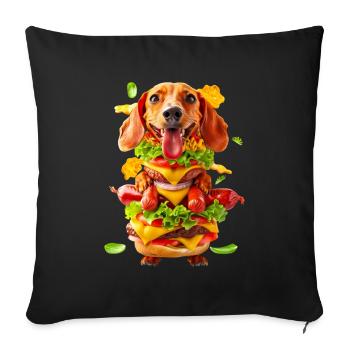 Dackel Hotdog - Sofakissenbezug 45 x 45 cm - Schwarz - Vorne