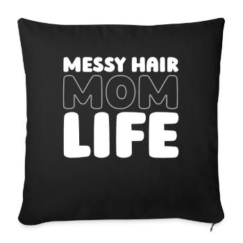 Maman Maman Chignon Désordonné Vie de Maman - Housse de coussin décorative 45 x 45 cm - noir - Devant