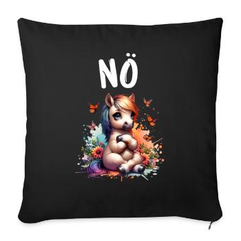 Cheval Drôle Dicton Non pour les amoureux des chevaux - Housse de coussin décorative 45 x 45 cm - noir - Devant