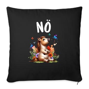 Cheval Drôle Dicton Non pour les amoureux des chevaux - Housse de coussin décorative 45 x 45 cm - noir - Devant