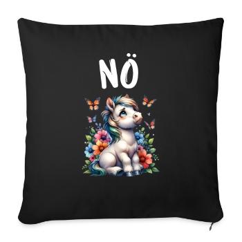 Cheval Drôle Dicton Non pour les amoureux des chevaux - Housse de coussin décorative 45 x 45 cm - noir - Devant