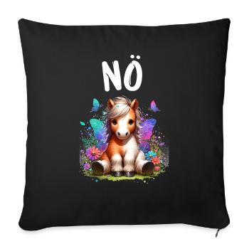 Cheval Drôle Dicton Non pour les amoureux des chevaux - Housse de coussin décorative 45 x 45 cm - noir - Devant