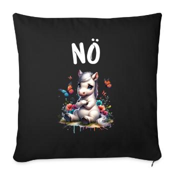 Cheval Drôle Dicton Non pour les amoureux des chevaux - Housse de coussin décorative 45 x 45 cm - noir - Devant