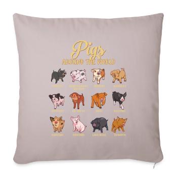 Verschiedene Cartoon Schweine - Sofakissenbezug 45 x 45 cm - helles Taupe - Vorne