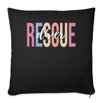 Plongée sous-marine Rescue Diver - Housse de coussin décorative 45 x 45 cm - noir - Devant