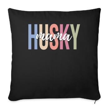 Maman amoureuse des chiens Husky de Sibérie - Housse de coussin décorative 45 x 45 cm - noir - Devant