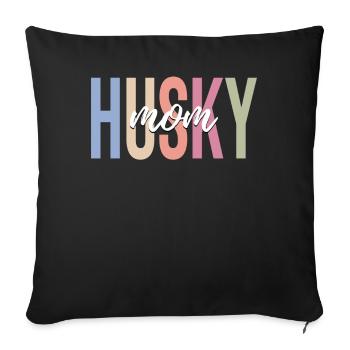 Maman amoureuse des chiens Husky de Sibérie - Housse de coussin décorative 45 x 45 cm - noir - Devant