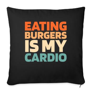 Burger Hamburger Citation cardio amusante - Housse de coussin décorative 45 x 45 cm - noir - Devant