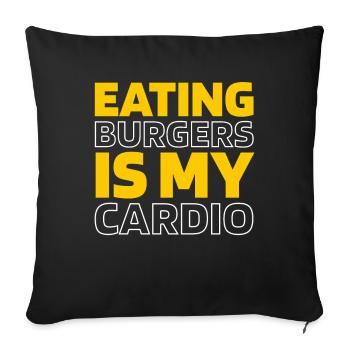 Burger Hamburger Citation cardio amusante - Housse de coussin décorative 45 x 45 cm - noir - Devant