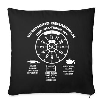 Der Oldtimer wird 50 Jahre alt lustige Auto Spruch - Sofakissenbezug 45 x 45 cm - Schwarz - Vorne