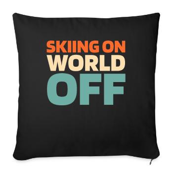 Skiing Après Ski Skiing On World Off - Sofa pillowcase 17,3'' x 17,3'' (45 x 45 cm) - black - Front