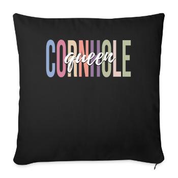 Cornhole Girl Joueuse de cornhole - Housse de coussin décorative 45 x 45 cm - noir - Devant