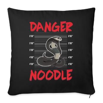 Drôle d’amoureux du serpent danger nouille graphique - Housse de coussin décorative 45 x 45 cm - noir - Devant
