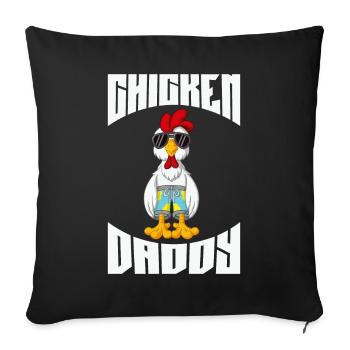 Un drôle de papa poulet avec des lunettes de soleil - Housse de coussin décorative 45 x 45 cm - noir - Devant