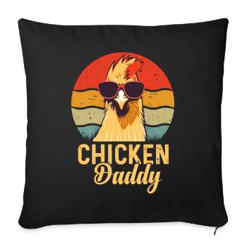 Un drôle de papa poulet avec des lunettes de soleil - Housse de coussin décorative 45 x 45 cm - noir - Devant