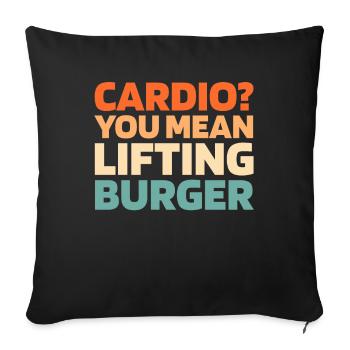 Burger Hamburger Citation cardio amusante - Housse de coussin décorative 45 x 45 cm - noir - Devant