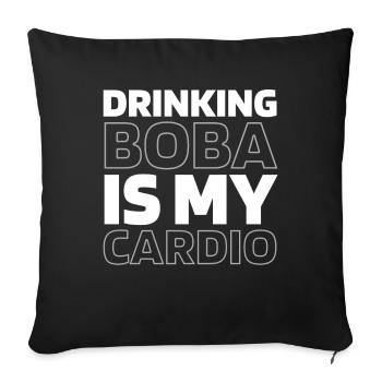Bubble Tea Boba Citation cardio amusante - Housse de coussin décorative 45 x 45 cm - noir - Devant