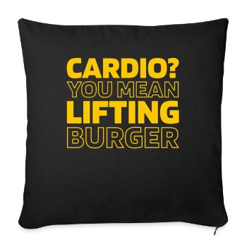Burger Hamburger Citation cardio amusante - Housse de coussin décorative 45 x 45 cm - noir - Devant