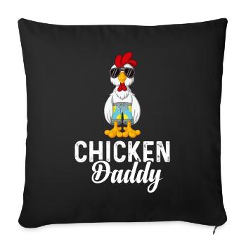 Un drôle de papa poulet avec des lunettes de soleil - Housse de coussin décorative 45 x 45 cm - noir - Devant