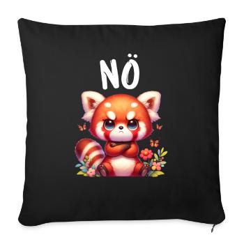 Panda roux Drôle Dicton Non, Renard de Feu - Housse de coussin décorative 45 x 45 cm - noir - Devant