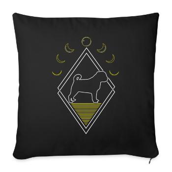 Pug Dog Abstract Moon Phases - Sofa pillowcase 17,3'' x 17,3'' (45 x 45 cm) - black - Front