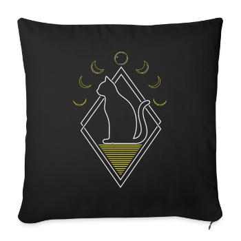Chat Abstrait Phases de Lune - Housse de coussin décorative 45 x 45 cm - noir - Devant