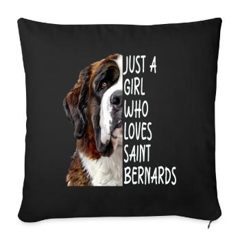 Saint Bernard Girl Gift - Sofa pillowcase 17,3'' x 17,3'' (45 x 45 cm) - black - Front