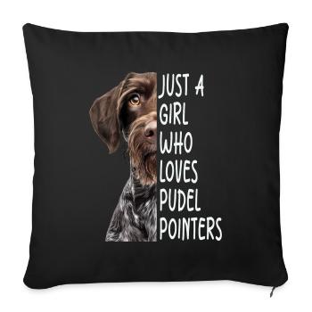 Caniche Pointer Girl Cadeau - Housse de coussin décorative 45 x 45 cm - noir - Devant