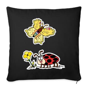 Maybug - fascinated seeing the colourful butterfly - Sofa pillowcase 17,3'' x 17,3'' (45 x 45 cm) - black - Front