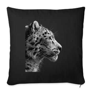 Schneeleopard - Sofakissenbezug 45 x 45 cm - Schwarz - Vorne