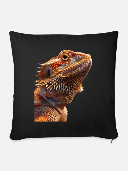 Bärtiger Drache - Sofakissenbezug 45 x 45 cm - Schwarz