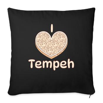 I Love Tempeh Vegan Vegan Indonesian - Sofa pillowcase 17,3'' x 17,3'' (45 x 45 cm) - black - Front