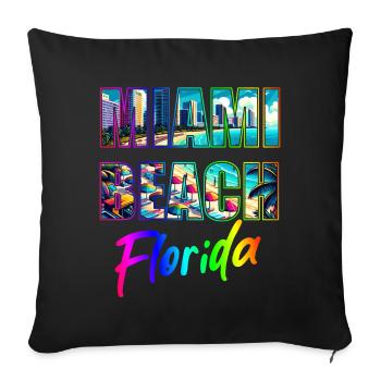 Miami Beach - Florida - Sofa pillowcase 17,3'' x 17,3'' (45 x 45 cm) - black - Front