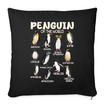 Penguin Penguins Animals of the World Penguin Love - Sofa pillowcase 17,3'' x 17,3'' (45 x 45 cm) - black - Front