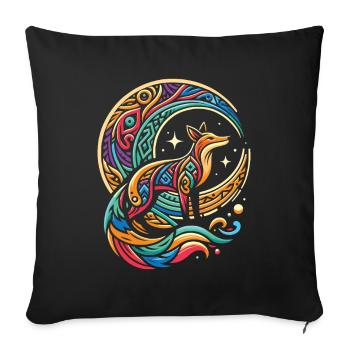 Lune tribale du renard - Housse de coussin décorative 45 x 45 cm - noir - Devant