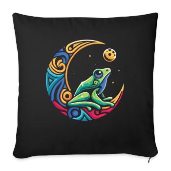 Grenouille Crapaud Tribal Lune - Housse de coussin décorative 45 x 45 cm - noir - Devant