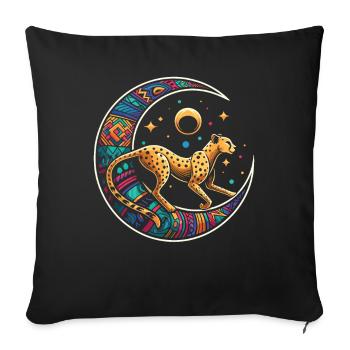 Lune tribale guépard - Housse de coussin décorative 45 x 45 cm - noir - Devant