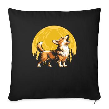 Corgi Lune Hurlant - Housse de coussin décorative 45 x 45 cm - noir - Devant