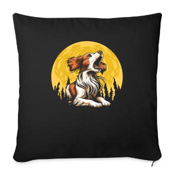 Épagneul breton Moon Hurlement - Housse de coussin décorative 45 x 45 cm - noir - Devant