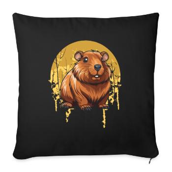 Hamster Golden Hamster Moon Howling - Sofa pillowcase 17,3'' x 17,3'' (45 x 45 cm) - black - Front