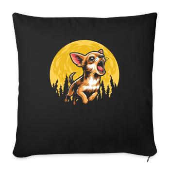 Chihuahua Lune Hurlant - Housse de coussin décorative 45 x 45 cm - noir - Devant