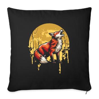 Hurlement de la lune du renard - Housse de coussin décorative 45 x 45 cm - noir - Devant