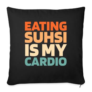 Citation cardio amusante de sushi - Housse de coussin décorative 45 x 45 cm - noir - Devant