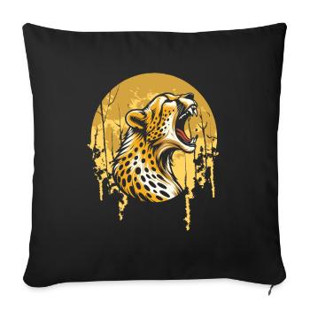 Hurlement de la lune guépard - Housse de coussin décorative 45 x 45 cm - noir - Devant