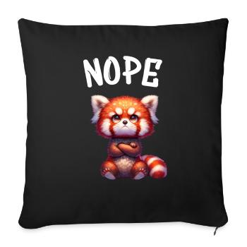 Panda roux Drôle Dicton Non, Renard de Feu - Housse de coussin décorative 45 x 45 cm - noir - Devant