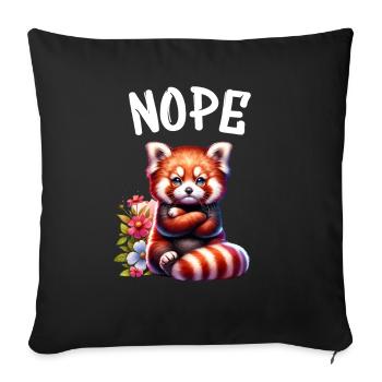 Panda roux Drôle de dicton Nope Renard de Feu - Housse de coussin décorative 45 x 45 cm - noir - Devant
