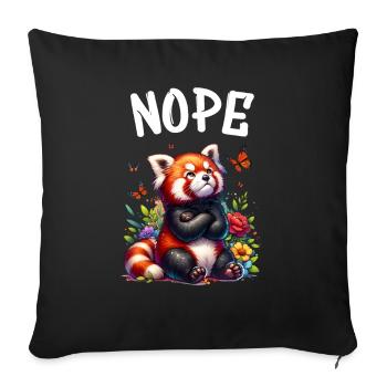 Panda roux Drôle de dicton Nope Renard de Feu - Housse de coussin décorative 45 x 45 cm - noir - Devant